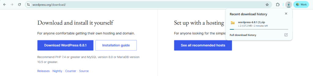 website WordPress.org and download the latest version