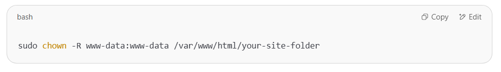 Ensure That Server User Owns the Website