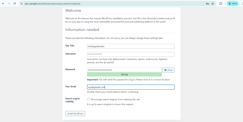 Enter Your Site Details