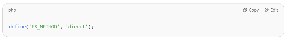 Set WordPress to Utilize the “Direct” Method