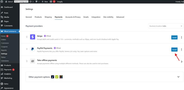 Fig: WooCommerce Payments Tab