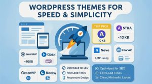 Collection of top lightweight WordPress themes like Astra, GeneratePress, Neve, OceanWP, Blocksy, and Kadence for fast and responsive websites.
