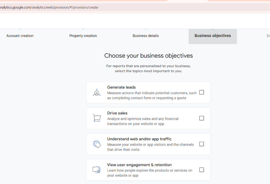 choose your business objectives