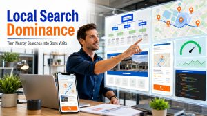 WordPress website optimized for local search dominance using local SEO, schema markup, mobile optimization, and Google Business Profile.